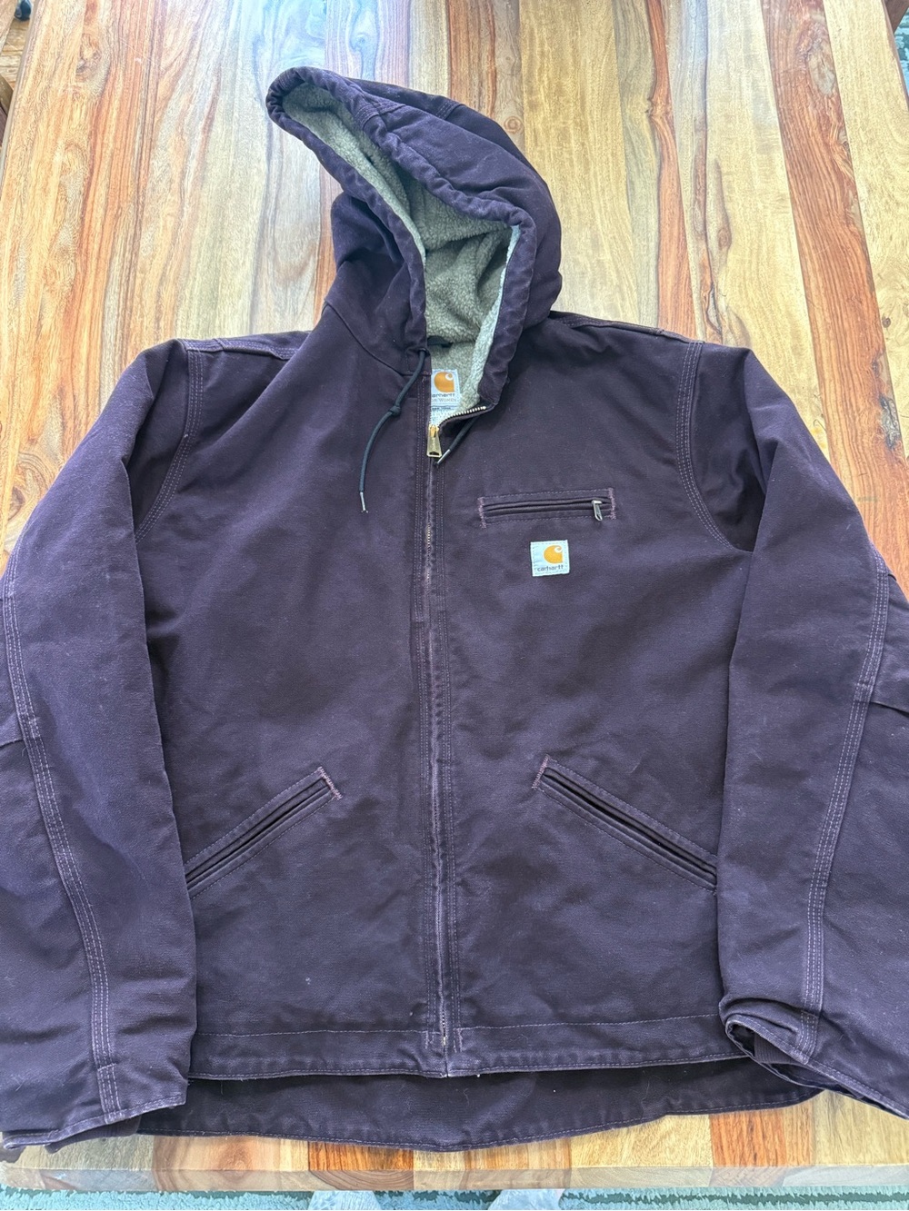 Discontinued Carhartt Women's WJ141 Sherpa-Lined Jacket Dark Wine 2XL